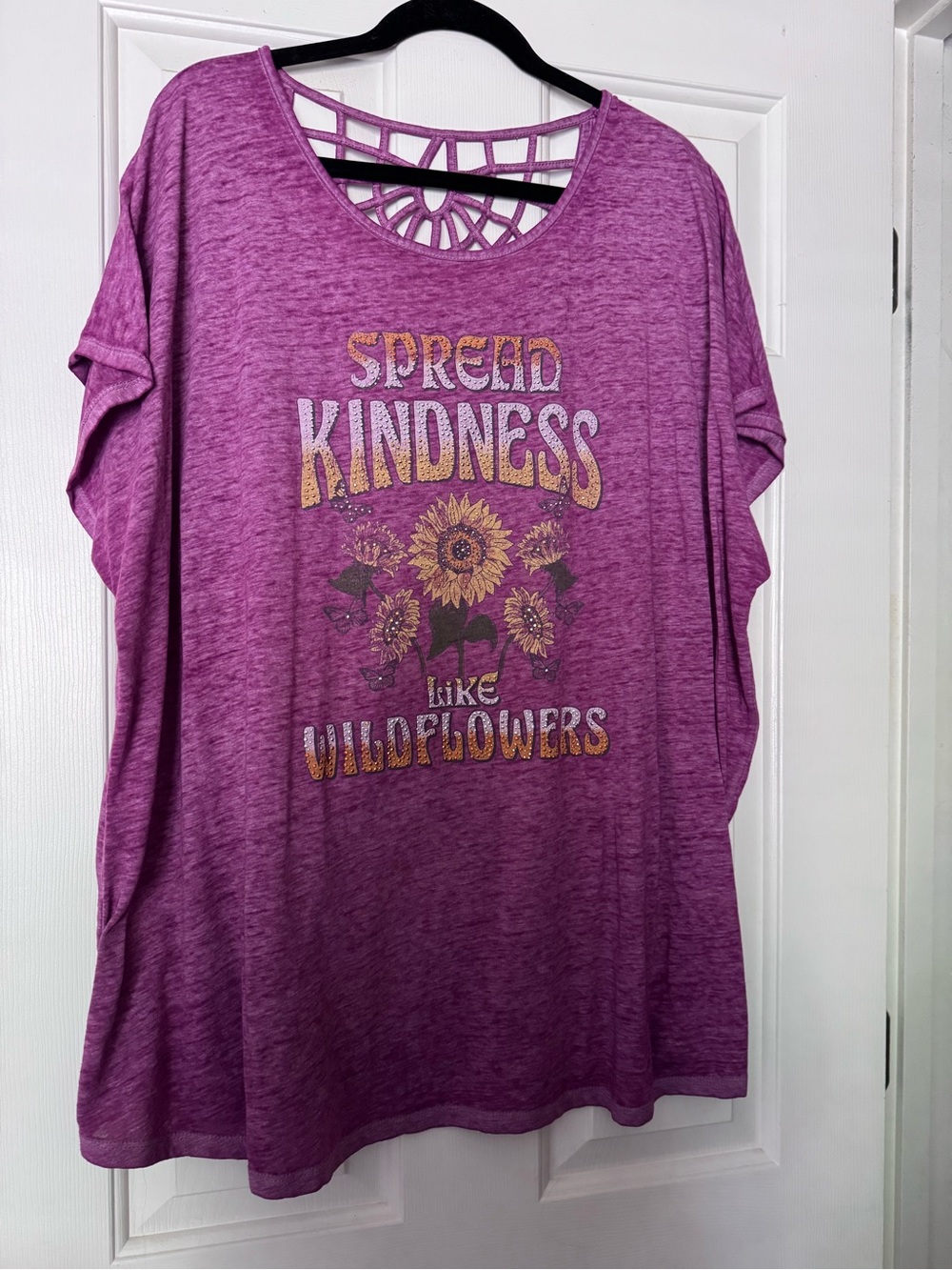 Lane Bryant Purple 'Spread Kindness' Graphic Tee with Lattice Back - 26/28